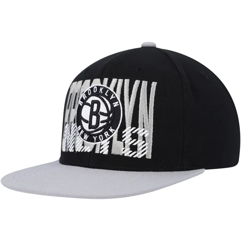 men8217s brooklyn nets mitchell amp ness black soul cross check snapback