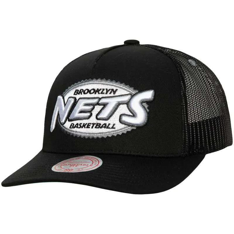 men8217s brooklyn nets mitchell amp ness black team seal trucker snapback hat