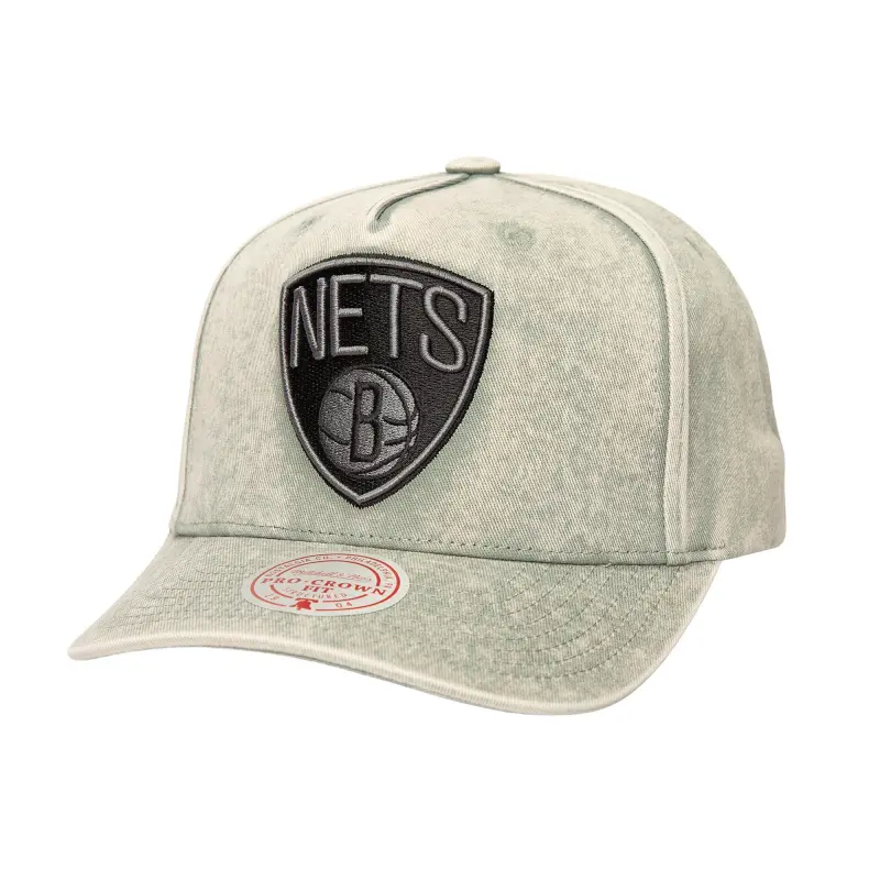 men8217s brooklyn nets mitchell amp ness gray washed out tonal logo snapback hat