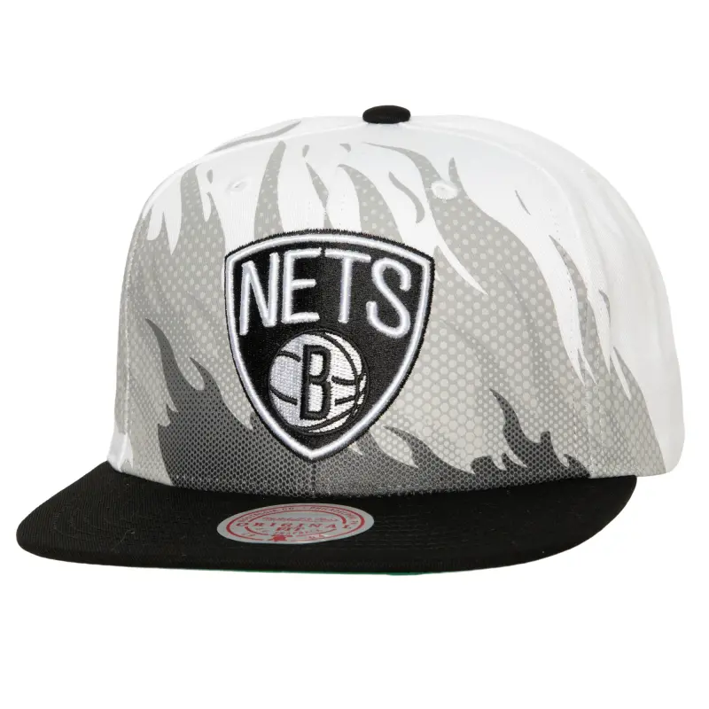 men8217s brooklyn nets mitchell amp ness white hot fire snapback hat