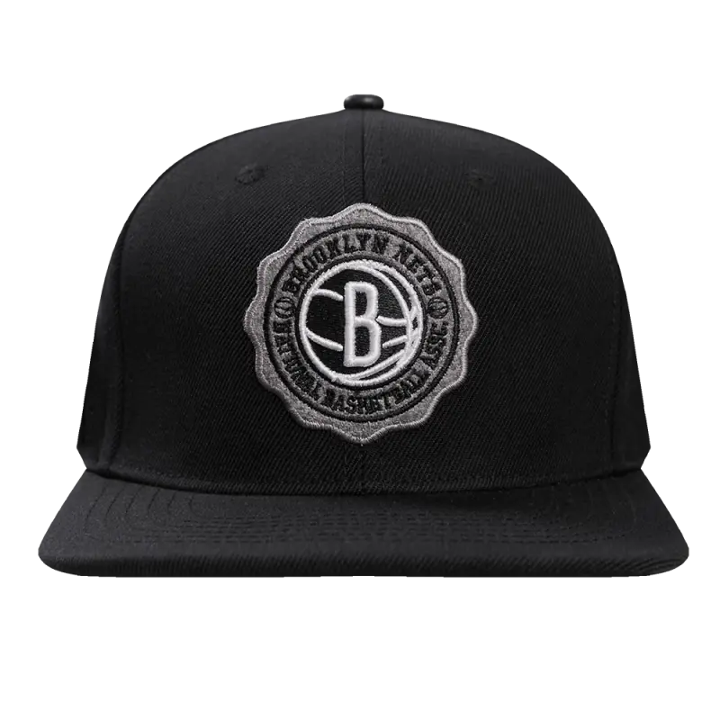 nba brooklyn nets crest emblem wool snapback hat black