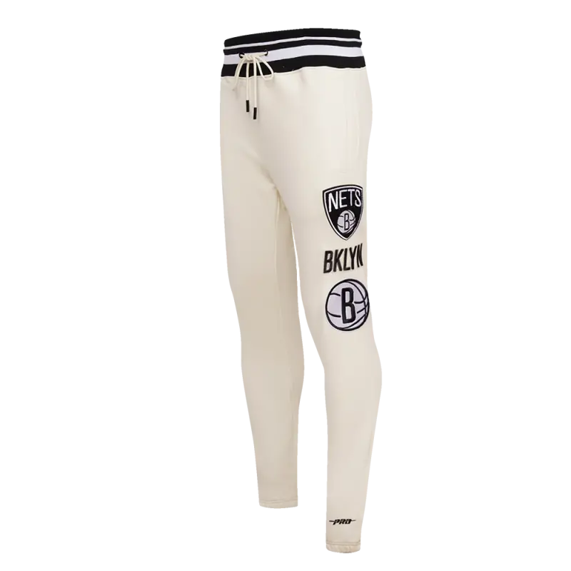nba brooklyn nets retro classic mens sweatpant eggshell black